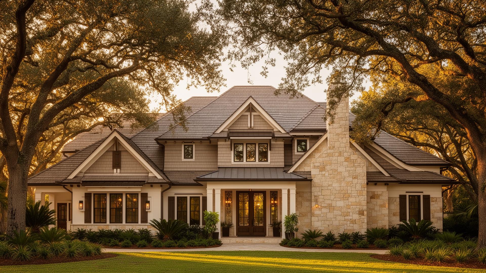 Custom Tampa Bay home at golden hour